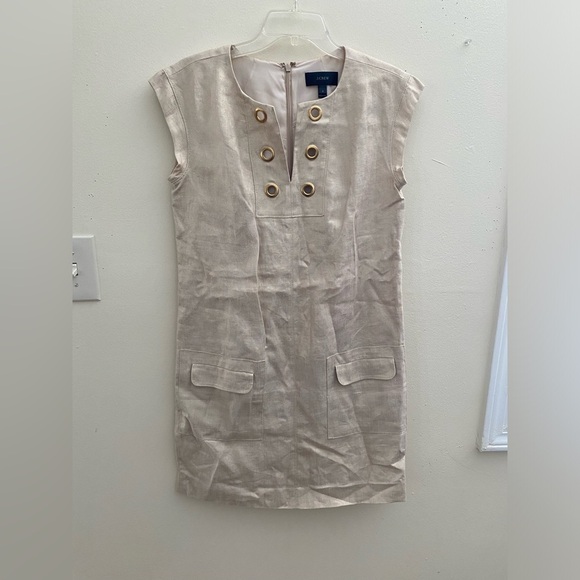 J Crew  Authentic Linen Sleeveless Mini Dress with back zipper. - Picture 1 of 11